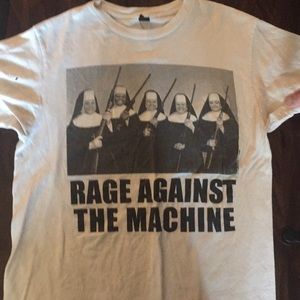 Rage Against the Machine White T, Nuns w/ Guns